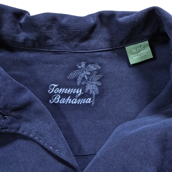 Tommy Bahama Mens Button Down Front 100% Silk Camp Shirt long sleeve XL Blue - Picture 4 of 4